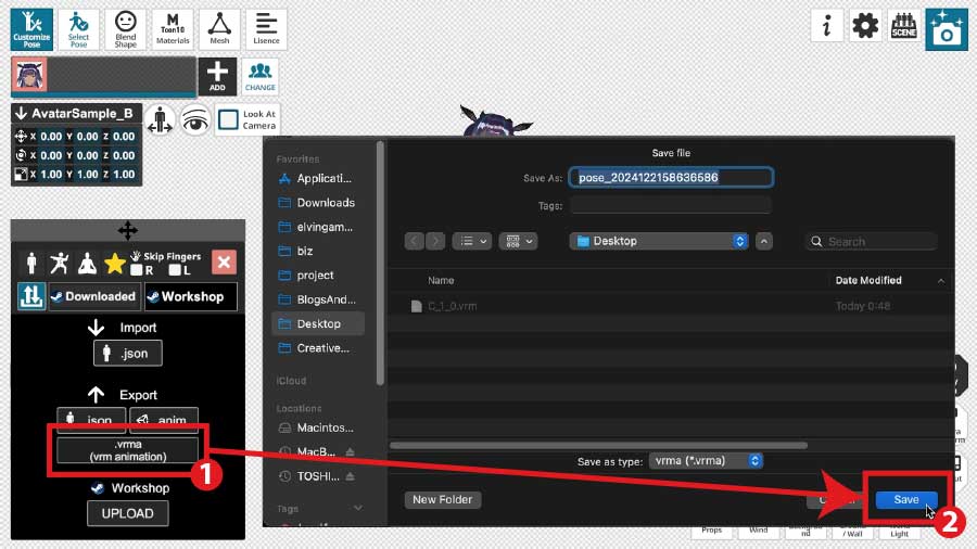 Saving .vrma file