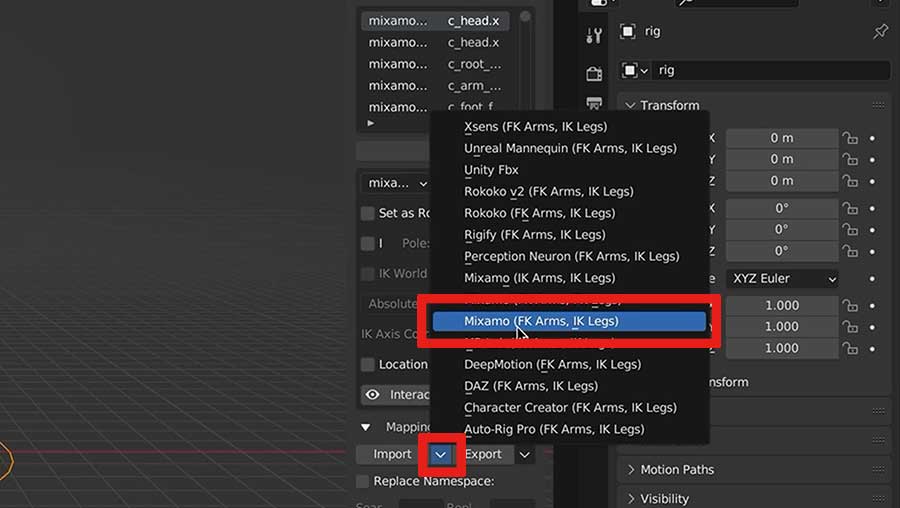 Remap import menu